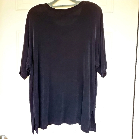 Vtg Brenna's plus sz 2x 3x 4x ribbed black shoulder pads blouse top - Picture 3 of 10